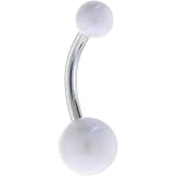 White MIRACLE BALL Belly Button Ring