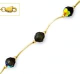 14k Yellow 6 mm Round Jet-Rainbow Crystal Necklace - Choice 16-inch
