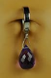 TUMMYTOYS BELLY NAVEL RING PLATINUM & AMETHYST DROP