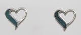 Small Open Heart Sterling Silver and Turquoise Post Earrings, #2514