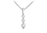 Three Stone Diamond Pendant : 14K White Gold - 0.25 CT Diamonds
