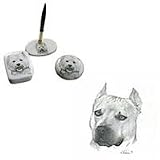 American Staffordshire Terrier Desk Set, Porcelain by Rosalinde