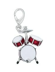 Genuine Zable (TM) Product. 925 Sterling Silver Enamel Drumset Clip-on Bead Charm. 100% Satisfaction Guaranteed.