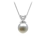 Natural South Sea Drop Pearl & Diamond Pendant in 14kt White Gold