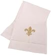 White Fingertip or Guest Towel with Silver Fleur de Lis Embroidery 14 by 22 inches