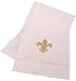 White Fingertip or Guest Towel with Silver Fleur de Lis Embroidery 14 by 22 inches