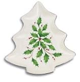 Lenox Holiday Platinum-Banded Tree-Shaped Candy Dish