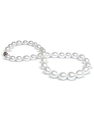 10 x 13mm drop shape white silver Australian south sea cultured pearl necklace 18"