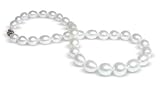 10 x 13mm drop shape white silver Australian south sea cultured pearl necklace 18