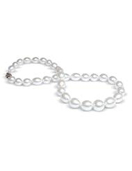 10 x 13mm drop shape white silver Australian south sea cultured pearl necklace 18"