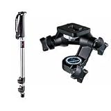 Bogen - Manfrotto Three Section Chrome Monopod #679 with 3025 3D Junior Head
