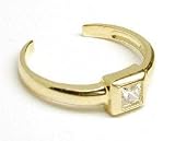 14k Square Cubic Zirconia CZ Adjustable Toe Ring