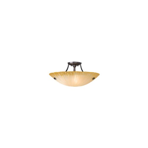 LBL Lighting JC398AMBZ2D100 Bowl Semi-Flush Mounts with Amber Glass Shades, Bronze On Sale