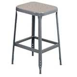 Lyon DD17041 All Welded Steel Seat Stool with Back and Steel Glide Feet, 18