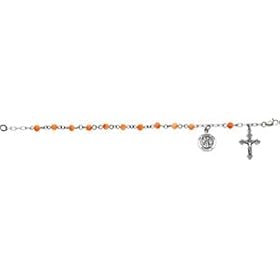 Rosary Bracelet Sterling Silver Pink Coral Rosary Bracelet by