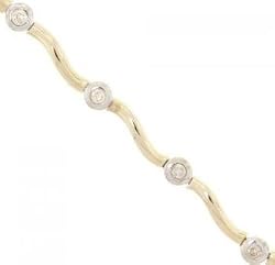 2Tone Yellow White Gold Wave Bracelet 1/2cttw Diamond