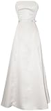IMAGE OF 50's Strapless Satin Long Gown Bridesmaid Prom Dress Holiday Formal Junior Plus Size, 3X, White