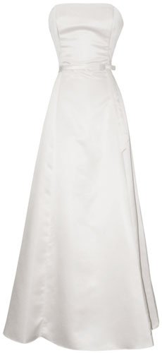 Strapless Satin Long Gown Bridesmaid Prom Dress 
