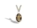 14K White Gold Genuine Oval Smoky Quartz and Diamond Pendant