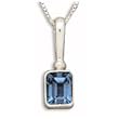 18" Light Box Chain with Small Square Blue Topaz Necklace 18" Light Box Chain with Small Square Blue Topaz Necklace