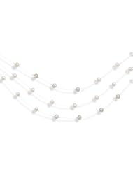 16" Triple Strand White Cultured Freshwater Pearl Illusion Necklace