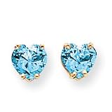 14k 6mm Heart Blue Topaz Earrings