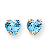 14k 6mm Heart Blue Topaz Earrings