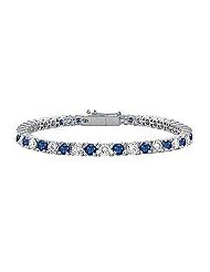 Sapphire and Diamond Tennis Bracelet : 18K White Gold â€" 5.00 CT TGW