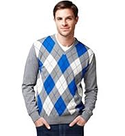 Blue Harbour Pure Cotton V-Neck Argyle Jumper