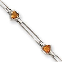 14k White Gold 2.9ct. Citrine Bracelet - 7.25 Inch - Lobster Claw by JewelryWeb