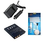 Superior Quality Replacement Battery PLUS Mini Battery Travel Charger for Specific Digital Camera and Camcorder Models / Compatible with General Electric GB-20, GE-G1, GE-G2, GE-G3, E840S, G3WP Charges with Intelligent Charge Technology - Includes Car Adapter and Camera/Lens Cleaning Kit