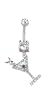 Clear and Green Martini Belly Ring