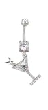 Clear and Green Martini Belly Ring