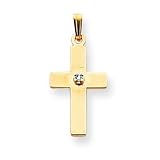 14k Polished .01ct. Diamond Cross Pendant