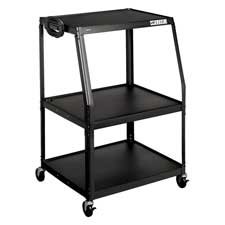 HON Company Products - TVVCR Cart w3 ShelvesOutlets 32x27x44-48 Black - Sold as 1 EA - Monitor TV Cart is designed to handle a TV VCR and complete video system Three-shelf cart provides comfortable viewing for large and small groups Shelves adjust in heig