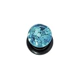4 Gauge Single Flair Acrylic Light Blue Glitter Plug