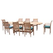 HUMBER TEAK 17 PIECE GIANT DOUBLE EXTENSION GRADE A TEAK OUTDOOR DINING SET