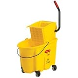 Rubbermaid WaveBraker Yellow 35 Quart Side Press Mop Bucket Combo (RCP758088YEL) Category: Mop Buckets and Wringers