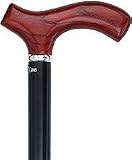 Mahogany Ash Fritz Walking Cane With Black Beechwood Shaft and Silver Collar