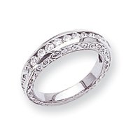 14k White Gold Diamond anniversary Band Ring - Size 6 - JewelryWeb