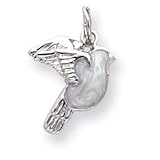 Sterling Silver Enameled White Dove Charm