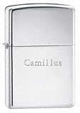 High Polish Chrome Engraved Zippo Lighter - Camillus