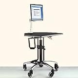 Mobile Computer Stand with LCD Mount, CPU Holder and Adjustable Work Surface - Light Gray