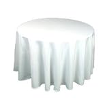 108 White Round Polyester Tablecloth by linentablecloth.com
