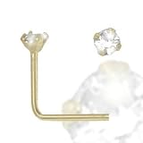 Image of Jewelco London 9ct Yellow gold cubic zirconia claw-set Nose Stud