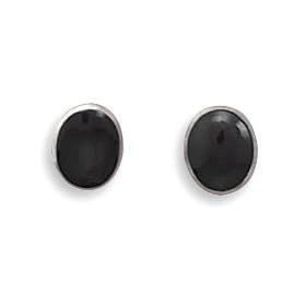 Oval Black Onyx Stud Earrings