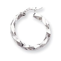 14k White Gold 3mm Twisted Hoop Earrings - Measures 26x26mm - Guaranteed Delivery by Dec 24th