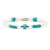 14k Gold, Pearl and Turquoise Bracelet