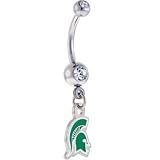 NCAA MICHIGAN STATE Spartans DOUBLE Crystalline Gem Belly Ring