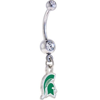 NCAA MICHIGAN STATE Spartans DOUBLE Crystalline Gem Belly Ring